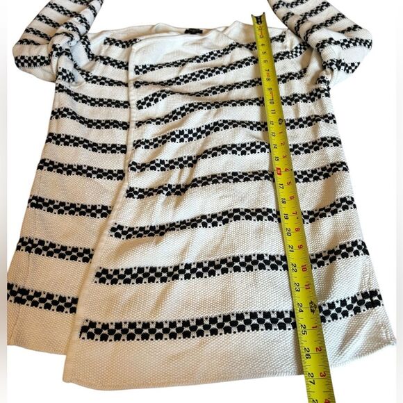 Talbots Textured Striped Open Cardigan Womens Size X White and Black - Picture 8 of 9